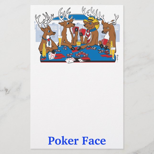 Poker Face Deer Stationery (Front)