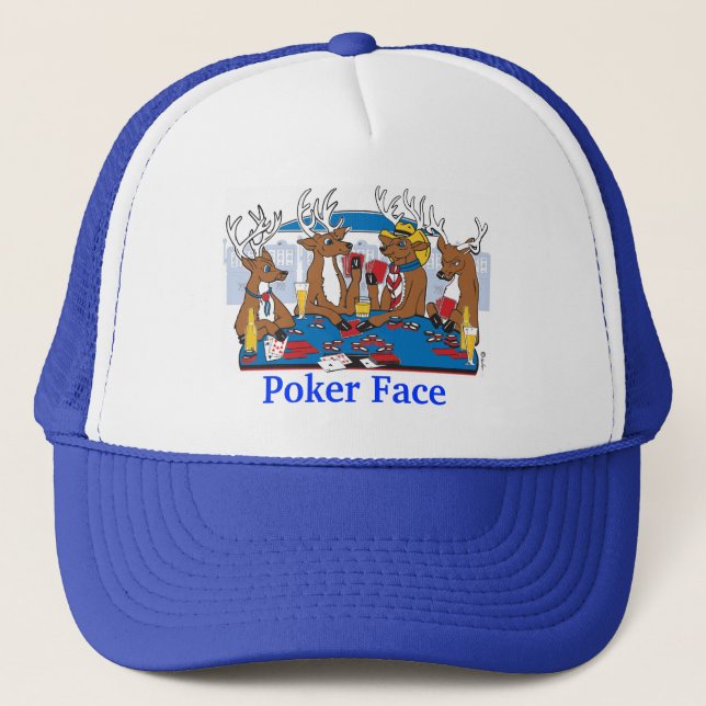 Poker Face Deer Trucker Hat (Front)