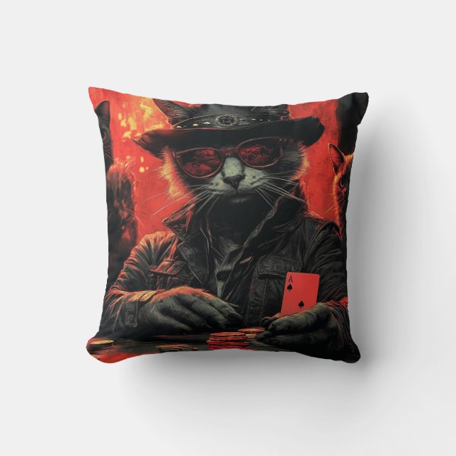 Poker-Faced Felines Cushion (Front)