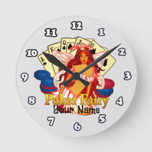 Poker Fairy Round Clock