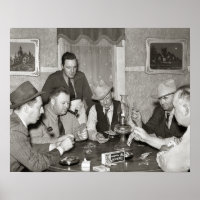 Poker Game, 1939. Vintage Photo