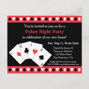 Poker Game Night Housewarming Party Invitations