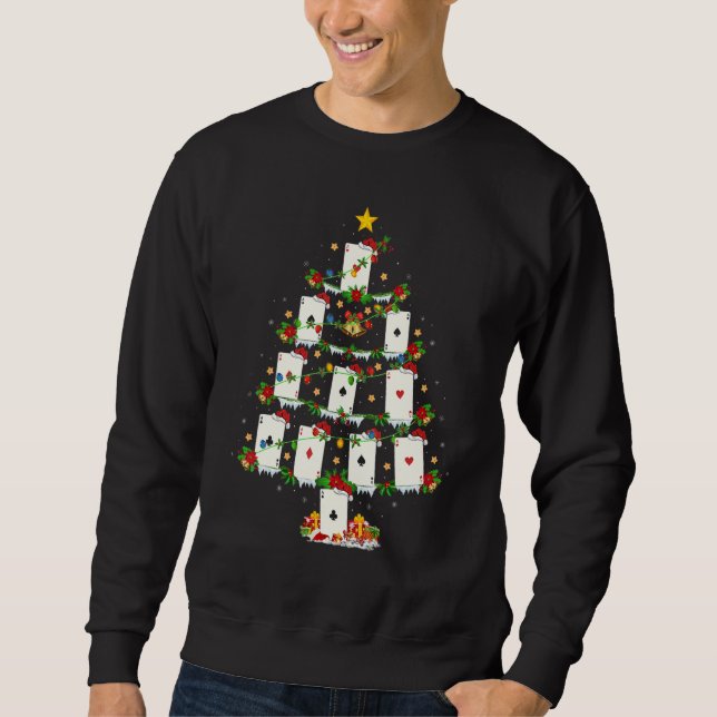 Poker Game   Xmas Lights Poker Christmas Tree Sweatshirt (Front)