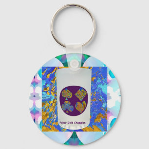 Poker Gold Champion Glass Key Ring