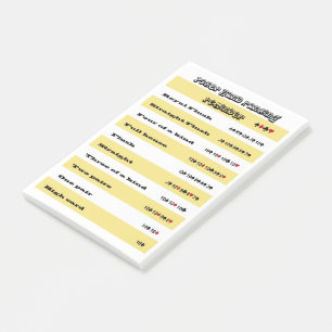 Poker Hand Ranking Reminder with Yellow Stripes Post-it Notes