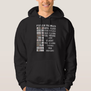 Poker Hands Cheat Sheet Card Casino Games  Player Hoodie