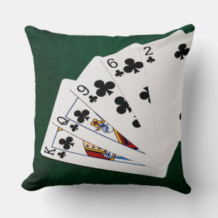 Poker Hands - Flush - Clubs Suit Cushion