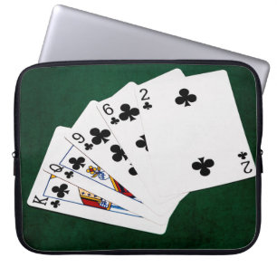 Poker Hands - Flush - Clubs Suit Laptop Sleeve