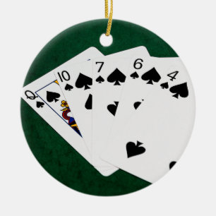 Poker Hands - Flush - Spades Suit Ceramic Ornament