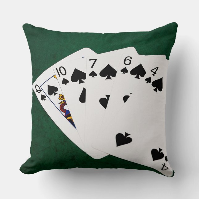 Poker Hands - Flush - Spades Suit Cushion (Front)