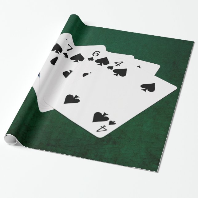 Poker Hands - Flush - Spades Suit Wrapping Paper (Unrolled)