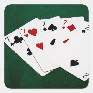 Poker Hands - Four Of A Kind - Sevens and Two Square Sticker