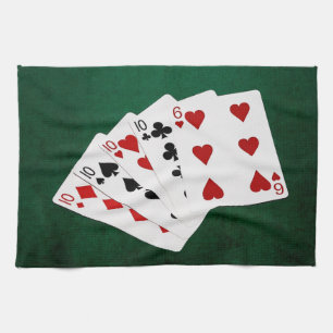 Poker Hands - Four Of A Kind - Tens and Six Tea Towel