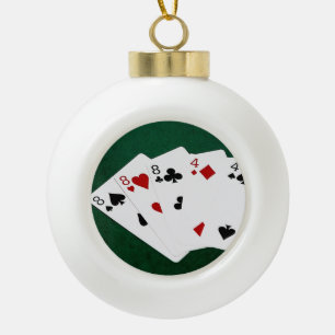 Poker Hands - Full House - Eight and Four Ceramic Ball Christmas Ornament