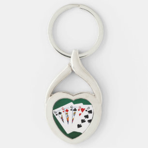 Poker Hands - Full House - Queen and Nine Key Ring