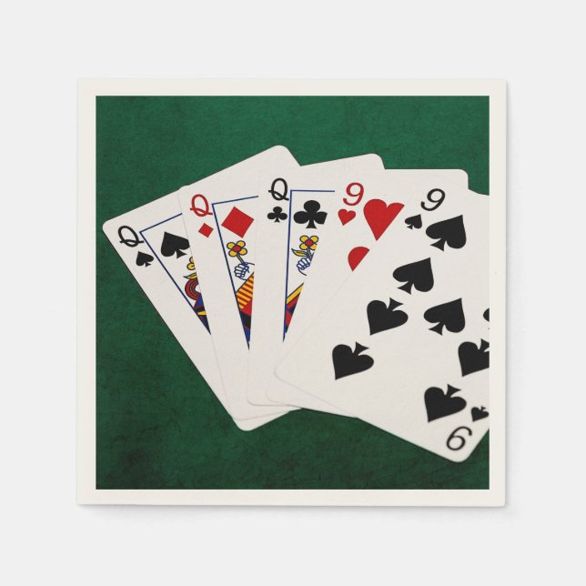 Poker Hands - Full House - Queen and Nine Napkin (Front)