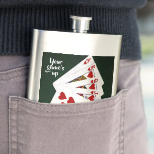 Poker Hands - Hearts Royal Flash. Your game's up Hip Flask