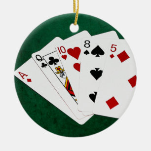 Poker Hands - High Card - Ace Ceramic Tree Decoration