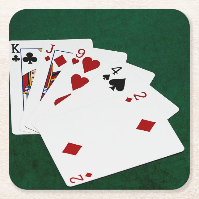 Poker Hands - High Card - King Square Paper Coaster (Front)
