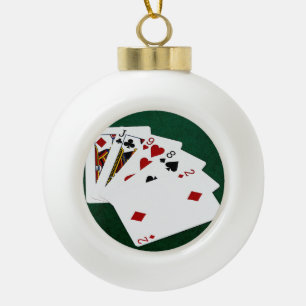 Poker Hands - One Pair - Jack Ceramic Ball Christmas Ornament