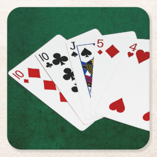 Poker Hands - One Pair - Ten Square Paper Coaster
