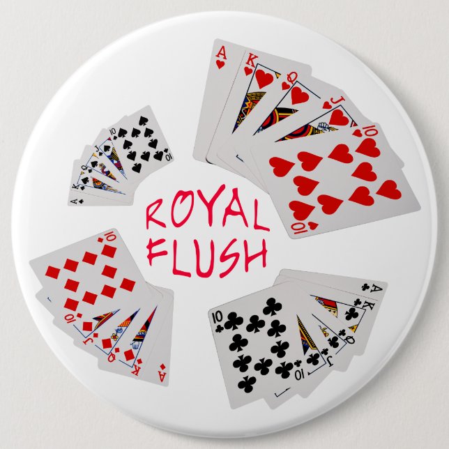 Poker Hands - Royal Flush 6 Cm Round Badge (Front)