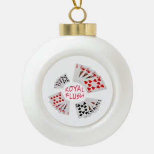Poker Hands - Royal Flush Ceramic Ball Christmas Ornament