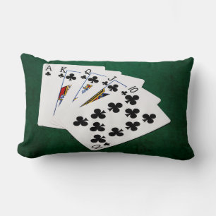 Poker Hands - Royal Flush - Clubs Suit Lumbar Cushion