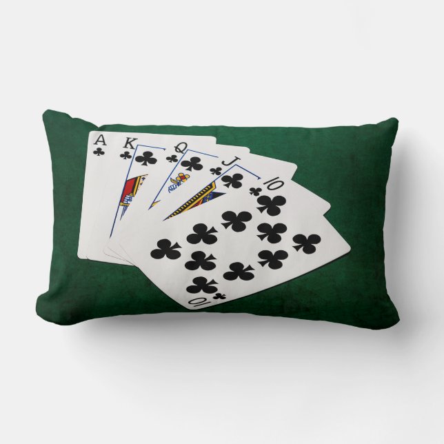 Poker Hands - Royal Flush - Clubs Suit Lumbar Cushion (Front)