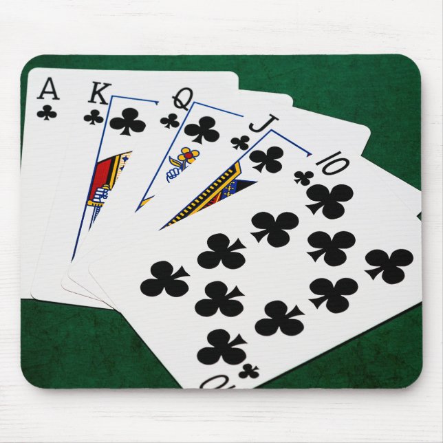 Poker Hands - Royal Flush - Clubs Suit Mouse Pad (Front)