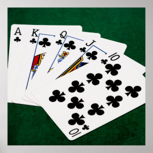 Poker Hands - Royal Flush - Clubs Suit Poster