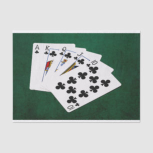 Poker Hands - Royal Flush - Clubs Suit Tissue Paper