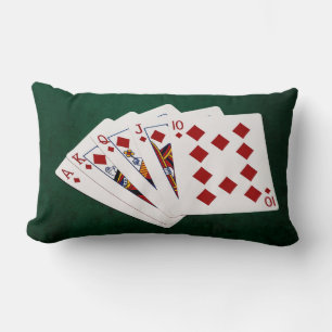 Poker Hands - Royal Flush - Diamonds Suit Lumbar Cushion
