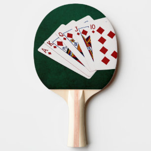 Poker Hands - Royal Flush - Diamonds Suit Ping Pong Paddle