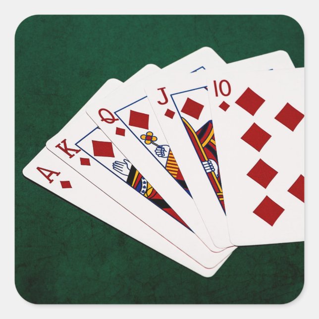 Poker Hands - Royal Flush - Diamonds Suit Square Sticker (Front)