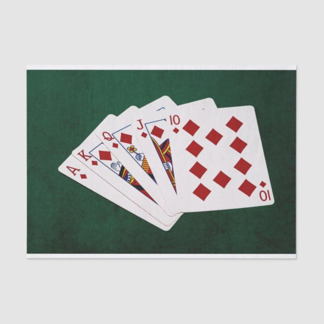 Poker Hands - Royal Flush - Diamonds Suit Tissue Paper (Front)