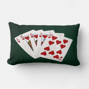 Poker Hands - Royal Flush - Hearts Suit Lumbar Cushion