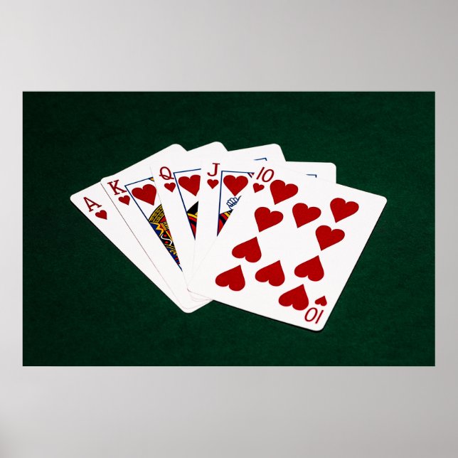Poker Hands - Royal Flush - Hearts Suit Poster (Front)