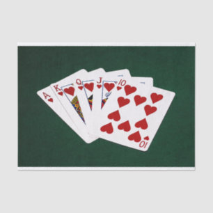 Poker Hands - Royal Flush - Hearts Suit Tissue Paper
