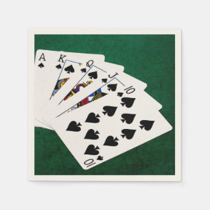 Poker Hands - Royal Flush - Spades Suit Napkin