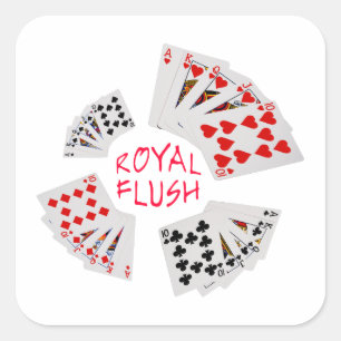 Poker Hands - Royal Flush Square Sticker