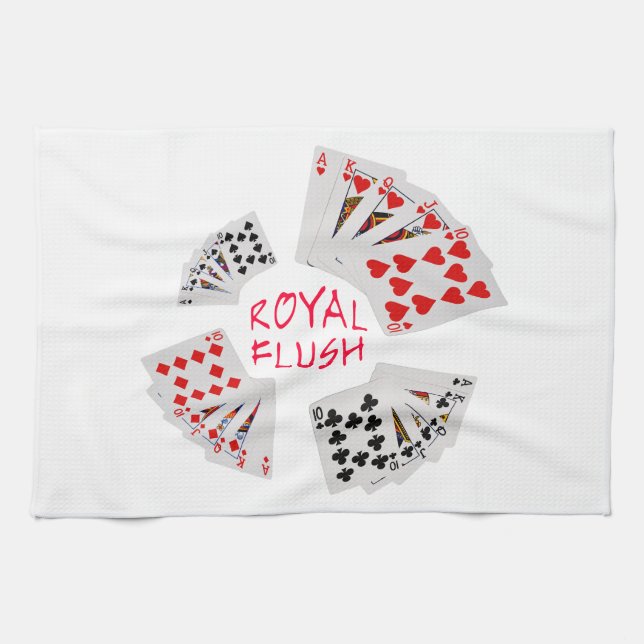 Poker Hands - Royal Flush Tea Towel (Horizontal)