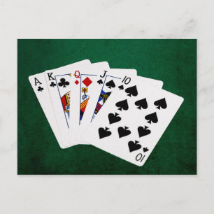 Poker Hands - Straight - Ace To Ten Postcard