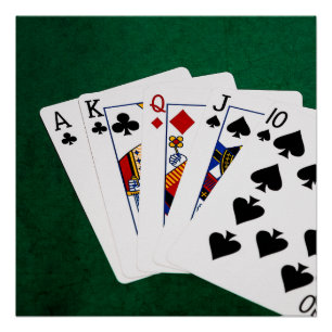 Poker Hands - Straight - Ace To Ten Poster