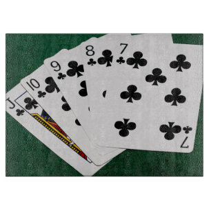 Poker Hands - Straight Flush - Clubs Suit Cutting Board