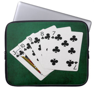 Poker Hands - Straight Flush - Clubs Suit Laptop Sleeve