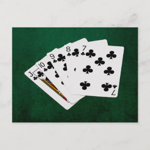 Poker Hands - Straight Flush - Clubs Suit Postcard