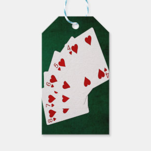 Poker Hands - Straight Flush - Hearts Suit Gift Tags