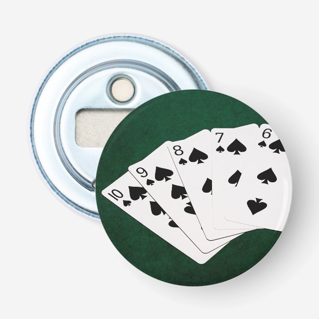 Poker Hands - Straight Flush - Spades Suit Bottle Opener (Front)