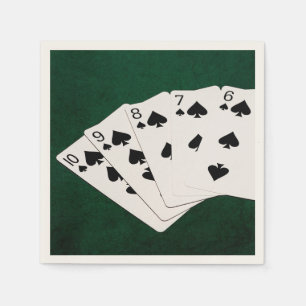 Poker Hands - Straight Flush - Spades Suit Napkin